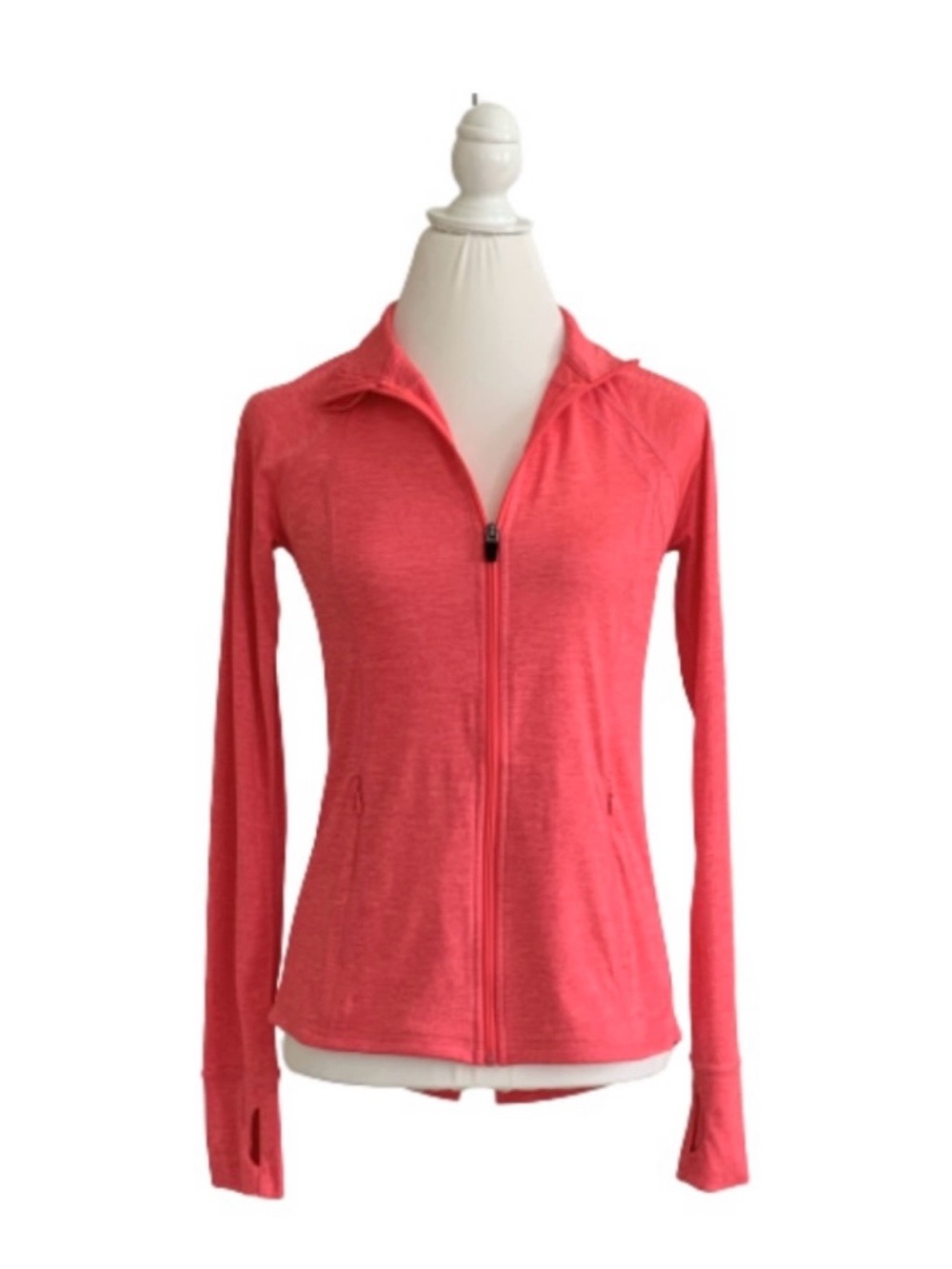 Ideology Coral Pink Mock Neck Front Zipper Pockets Athletic Jacket Top Size XS